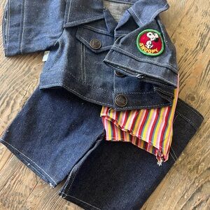 Denim Snoopy Jacket and Shorts Set